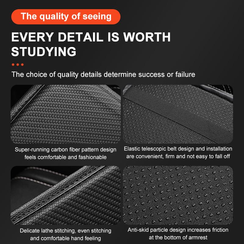 Кожаный коврик на подлокотник автомобиля с рисунком под карбон и логотипом Porsche для повышенного комфорта и защиты