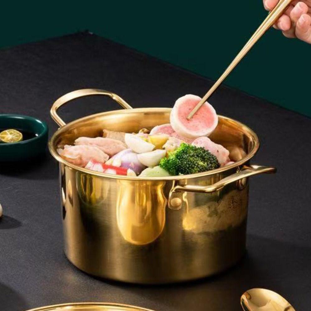 Deepened Noodle Cooker Double Handle Stew Pot Multipurpose Korean Ramen Pot  Hotpot