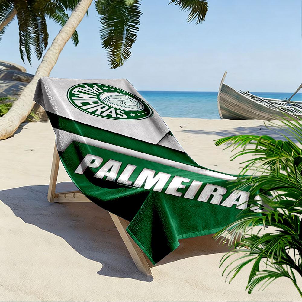 Beach Towel with Palmeiras Brazilian Football Crest, Quick Dry Lightweight, Ultra Soft Absorbent, for Vacation Pool Gift