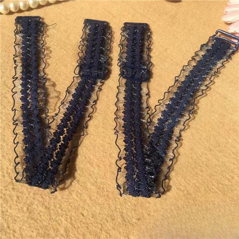 1pair Underwear Accessory Ruffles Bra Straps Adjustable Non-Slip Lace Stretch