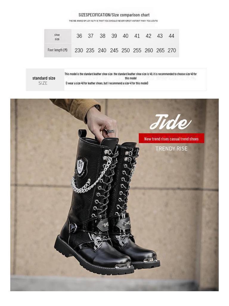 Men's Korean Martin Boots: Height-Boosting Denim Motorcycle and Punk Stage Leather Boots