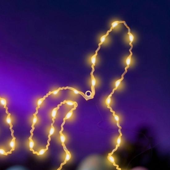 LED Window Light Easter Hanging Lamp with 8 Dynamic Modes Remote Control Timer Battery Operated Waterproof Metal Easter Bunny String Lights for Indoor