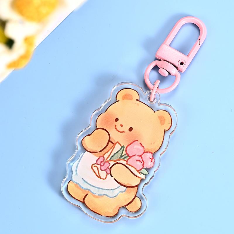 Милый мультяшный шарнирный масляный медведь акриловый кулон аниме фото брелки индивидуальные прозрачные акриловые изделия