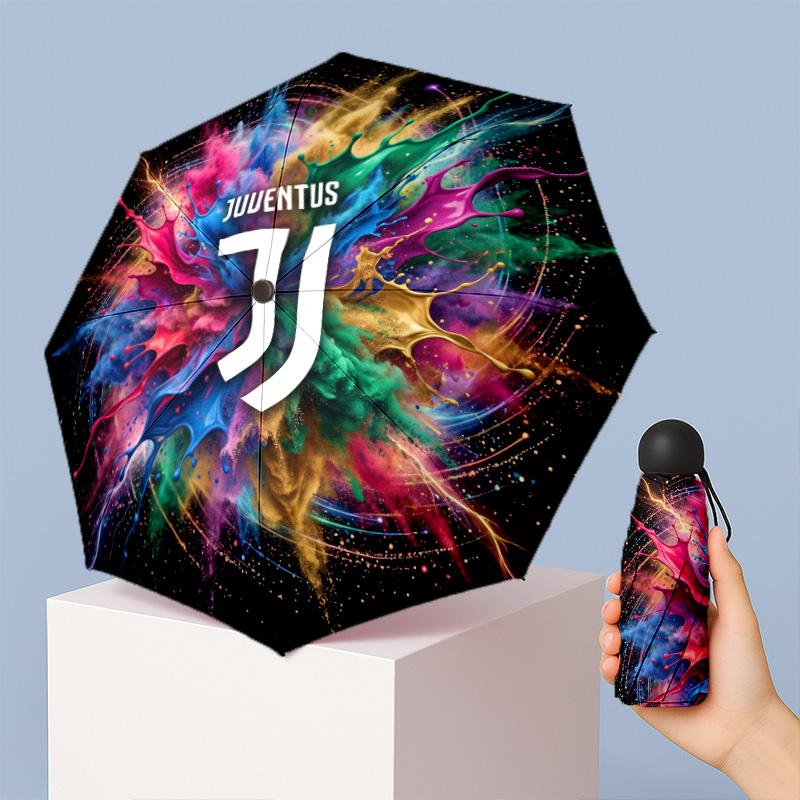 Компактный складной зонт Juventus FC с принтом, 5 сложений, 8 спиц, ветрозащитный, водонепроницаемый, легкий, портативный