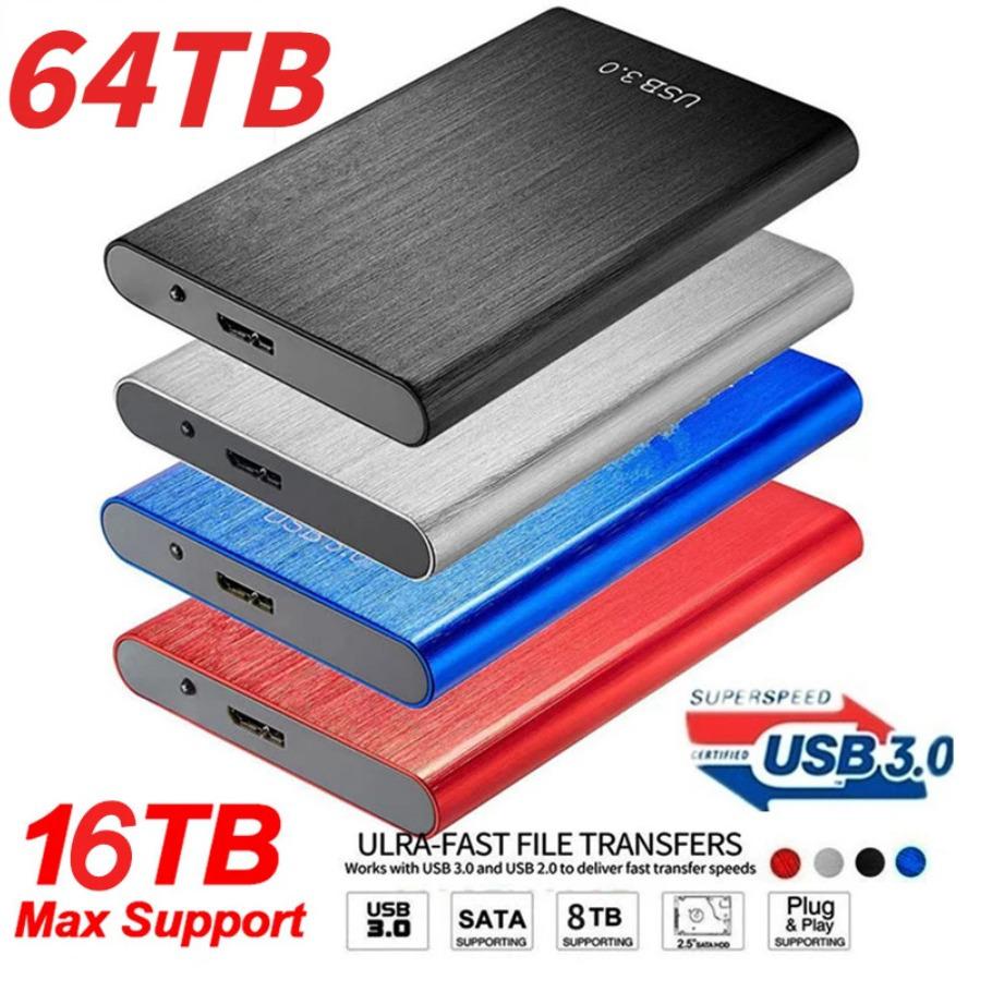 Portable 1TB-16TB USB 3.0 Brushed Metal External SSD