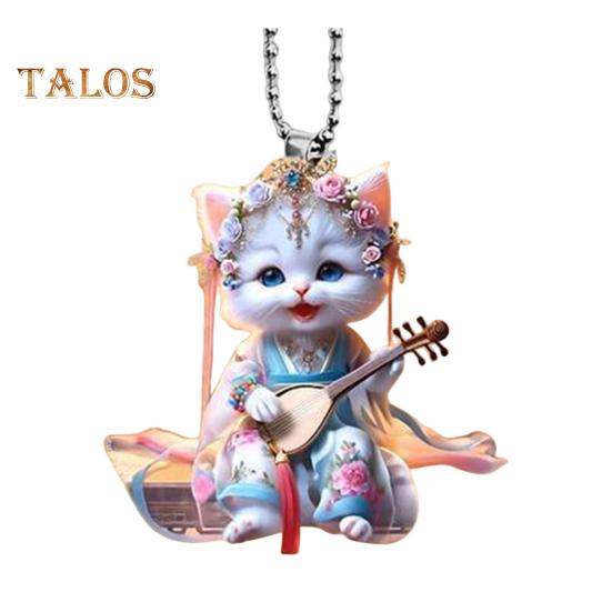 Качающийся кот, подвесное украшение для зеркала автомобиля, в рождественской шапке, украшение для автомобиля, акриловые универсальные аксессуары для салона автомобиля