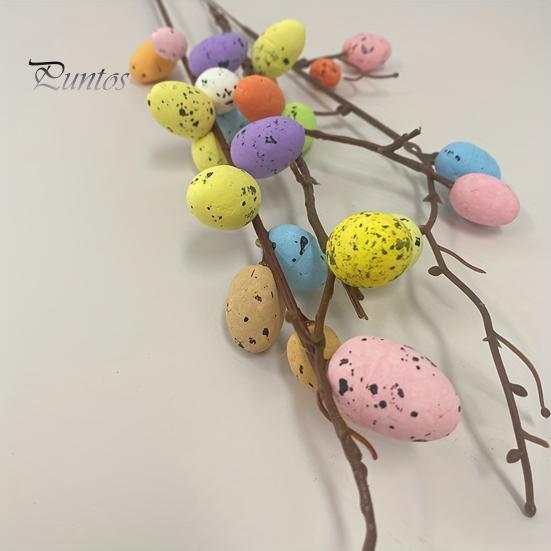 26 шт. искусственных пасхальных лоз с пастельными яйцами и ягодами, весенние цветочные стебли, ветки пасхальных яиц для цветочной композиции, домашнего декора
