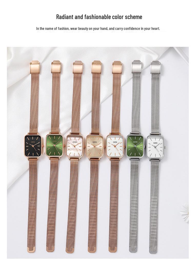 Gedi Women's Ultra-Thin Quartz Mesh Band Waterproof Watch