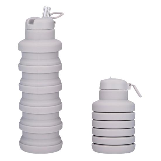 500ML Collapsible Silicone Water Bottle Leak Proof Twist Cap BPA Free Reusable Lightweight Foldable Sports Bottle for Hiking Travel