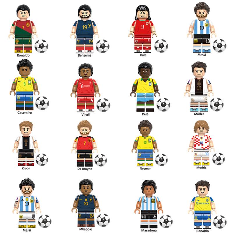 World Cup Football Star Athlete Building Block Doll Toy Children Assemble Model Bag Pyp