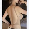 2025 New Women'S U-Shaped Push-Up Bra - Large Backless Design, Excessive Cup, Non-Removable Pads, Elegant Cartoon Chest Enhancement