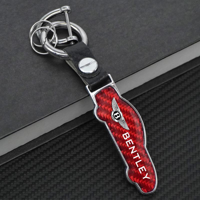 Carbon Fiber B-Bentley-B Car Keychain Keyring Key Ring Pendant for Bentley Continental GT MULLINER Bentayga Flying Hurtling Spur