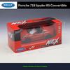 AKEZM1 WELLY 1:36 Porsche 718 Spyder RS Convertible Alloy Die-cast Model, Officially Licensed Detailed Roadster Replica for Collectors
