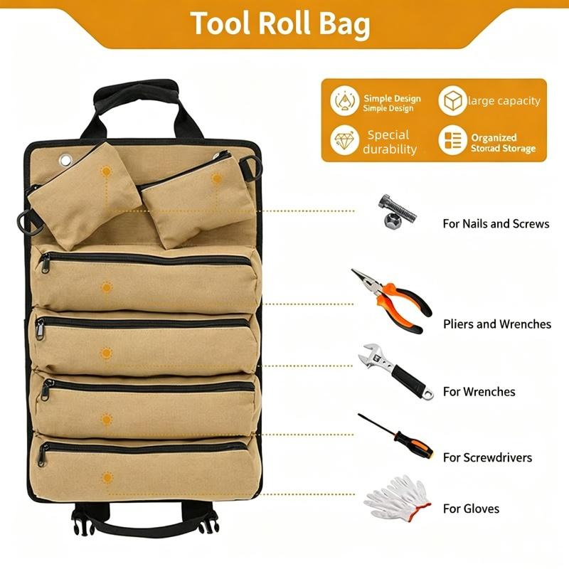 Tool Roll Bag Organizers Electrician Kit Roll-type Easy Carry Storage Hanging Bag Vehicle-mounted Multifunctional Hardware Gift
