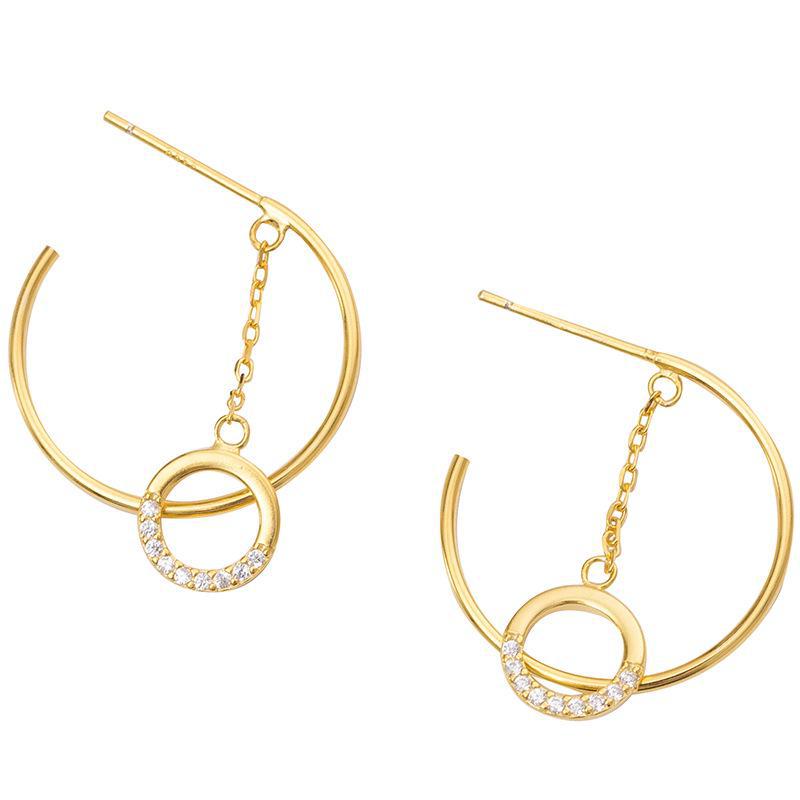 Trendy 2022 C-Shaped Geometric Pure Silver Earrings for Women: High-End Korean Summer Style