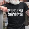 Funny The Legend Has Retired T Shirts for Men Short Sleeve Shirts Funny Graphic Tees for Retirement Fashion Casual Men Tees Gift