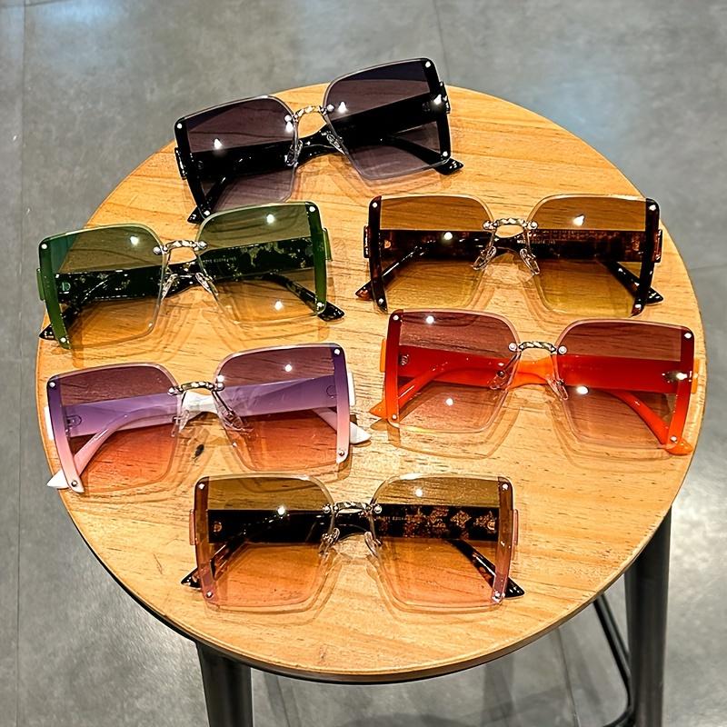 Оверсайз безободковые для женщин мужчин повседневные градиентные модные солнцезащитные очки с антибликовым покрытием для отпуска, пляжной вечеринки