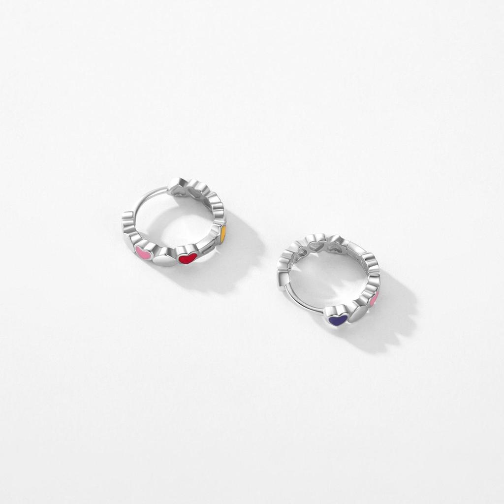 Modian настоящее серебро 925 пробы разноцветная эмаль серьги-кольца любовь сердечки пряжки для ушей для женщин оригинальный дизайн изящные ювелирные изделия