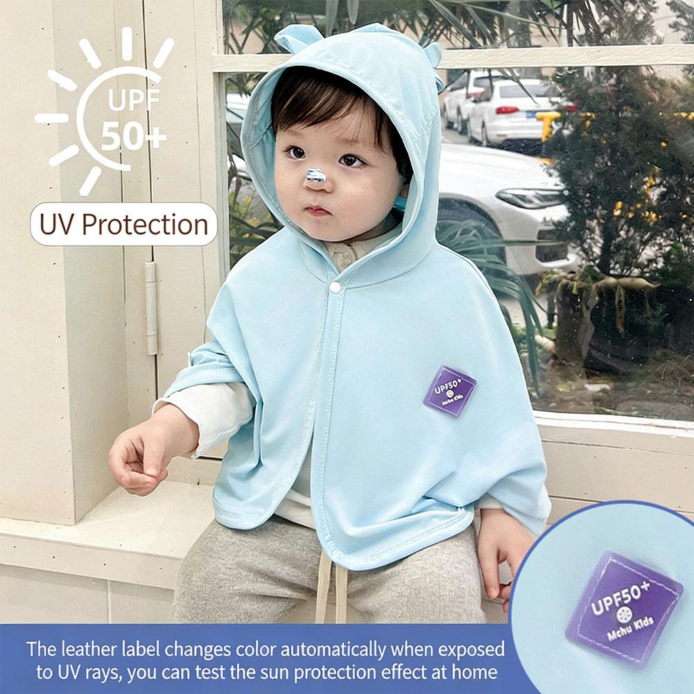 Summer UV Protection Ice Silk Hooded Cape Sun Protection Jacket Clothes for Boys Girls Versatile Lightweight Outdoor Sun Shield