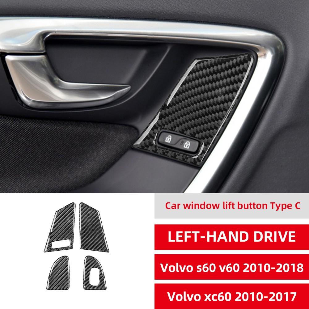 100% Real Carbon Fiber Car Window Lifter Switch Panel Cover Trim For Volvo S60 V60 2010-2018 Interior Decoration Sticker