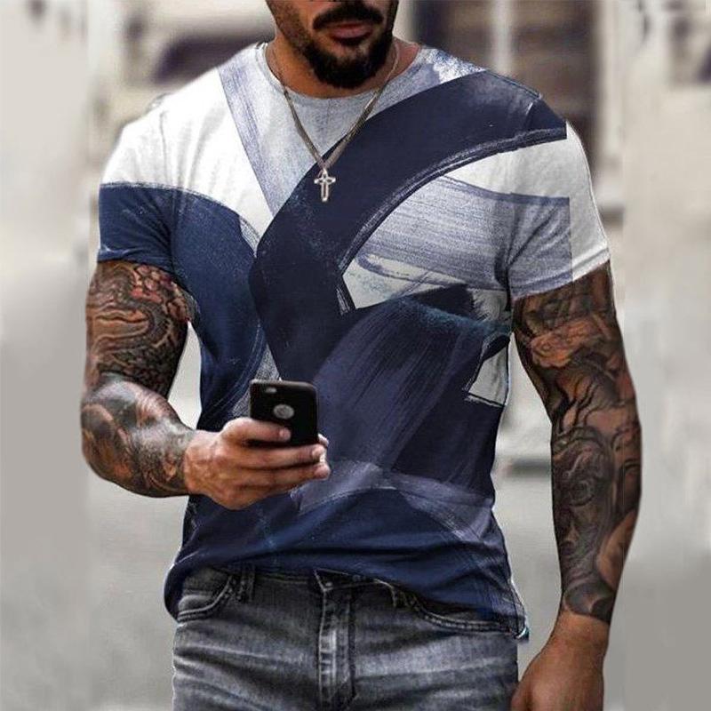 2023 Summer Trendy Men T-Shirt O-Neck Abstract Graphic Harajuku Short Sleeve 3D Print Casual Daily Tops Oversized Cheap Clothing