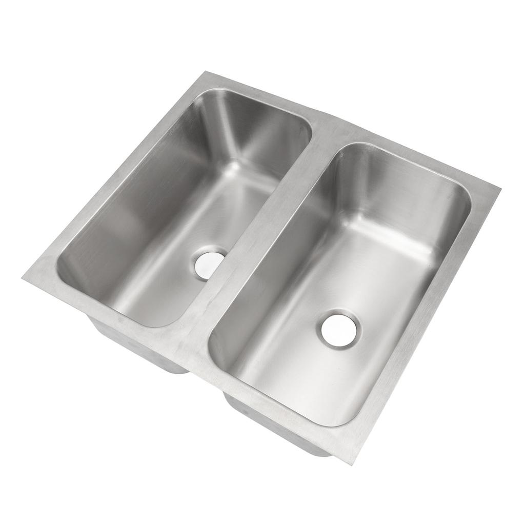 RV Sink 304 Stainless Steel Square Kitchen Double Bowl Sink with 40mm Drain Outlet for Caravan Boat Motorhome Truck