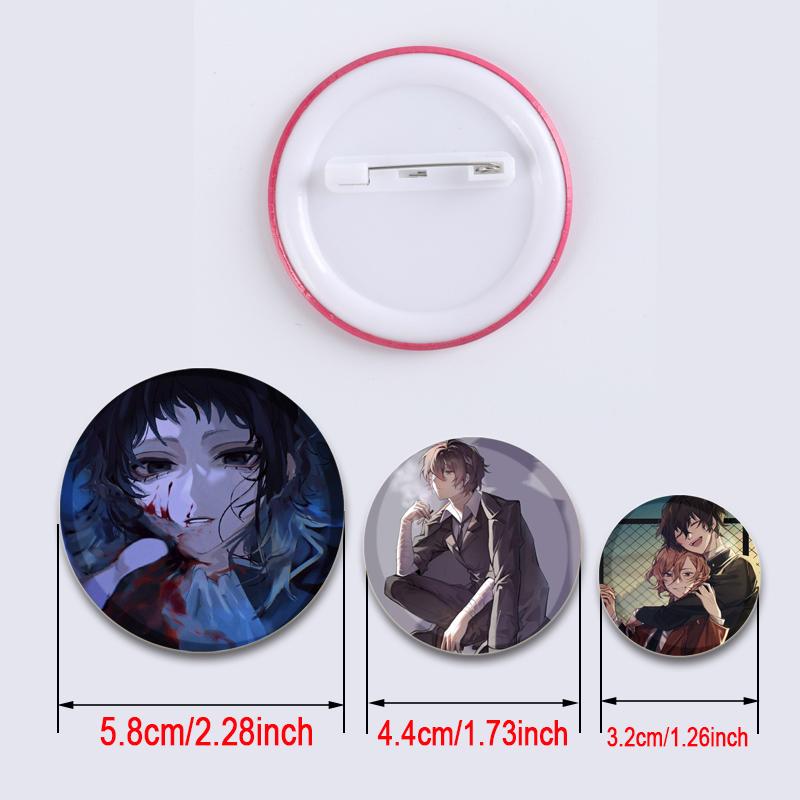 32/44/58 мм Булавка Bungo Stray Dogs Круглая мультяшная брошь ручной работы для рюкзака, одежды, аксессуаров, аниме-коллекции, значков, украшений