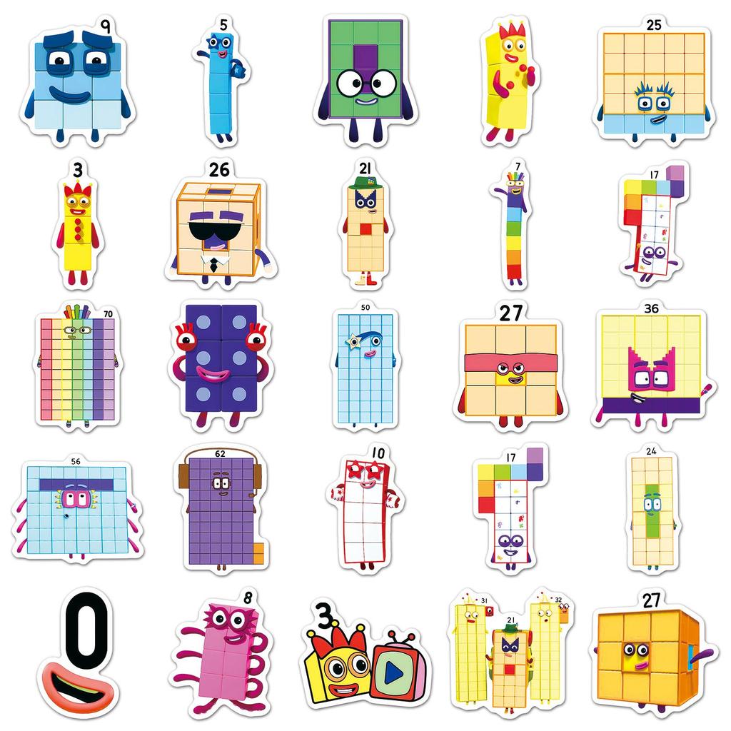 50 обучающих анимационных наклеек Numberblocks для чехлов телефонов и канцелярских принадлежностей