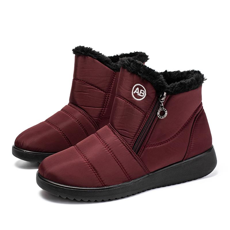 Женские водонепроницаемые зимние ботинки, зимние нескользящие плюшевые ботинки с искусственным мехом, женские пуховые ботинки на плоской подошве, сохраняющие тепло, с хлопковой подкладкой