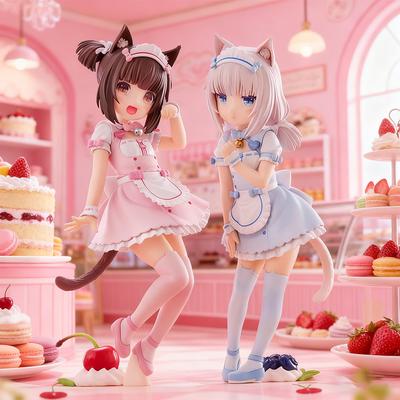 18СМ Аниме Фигурка Кошки-Горничной NEKOPARA - Шоколад Ваниль Милая Коллекционная Статичная Кукла из ПВХ Модель в Стиле Милой Кошки для Детей