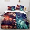 Luxury New 3D Print Statue of Liberty Duvet Cover King Microfiber World Famous Building Bedding Set New York Landmark Cityscape