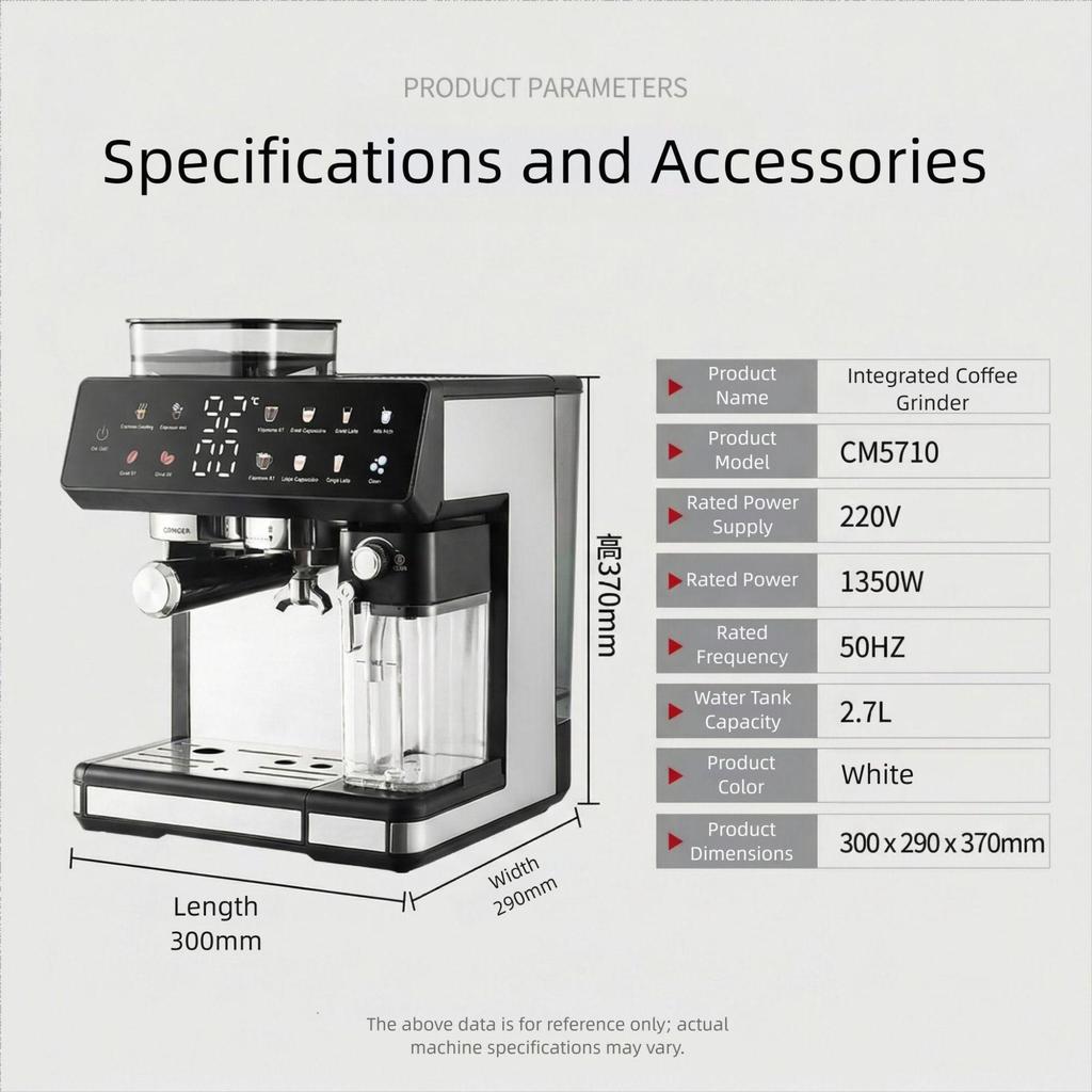 Итальянская полуавтоматическая эспрессо-машина - Давление 20 бар с капучинатором, Компактная для домашнего использования