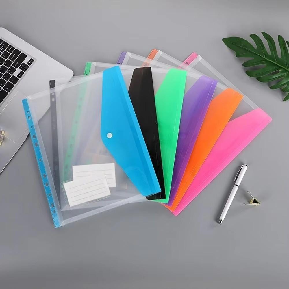 12Pcs Transparent Loose-Leaf File Bags Waterproof A4 Expandable Binder Pocket Storage Bag