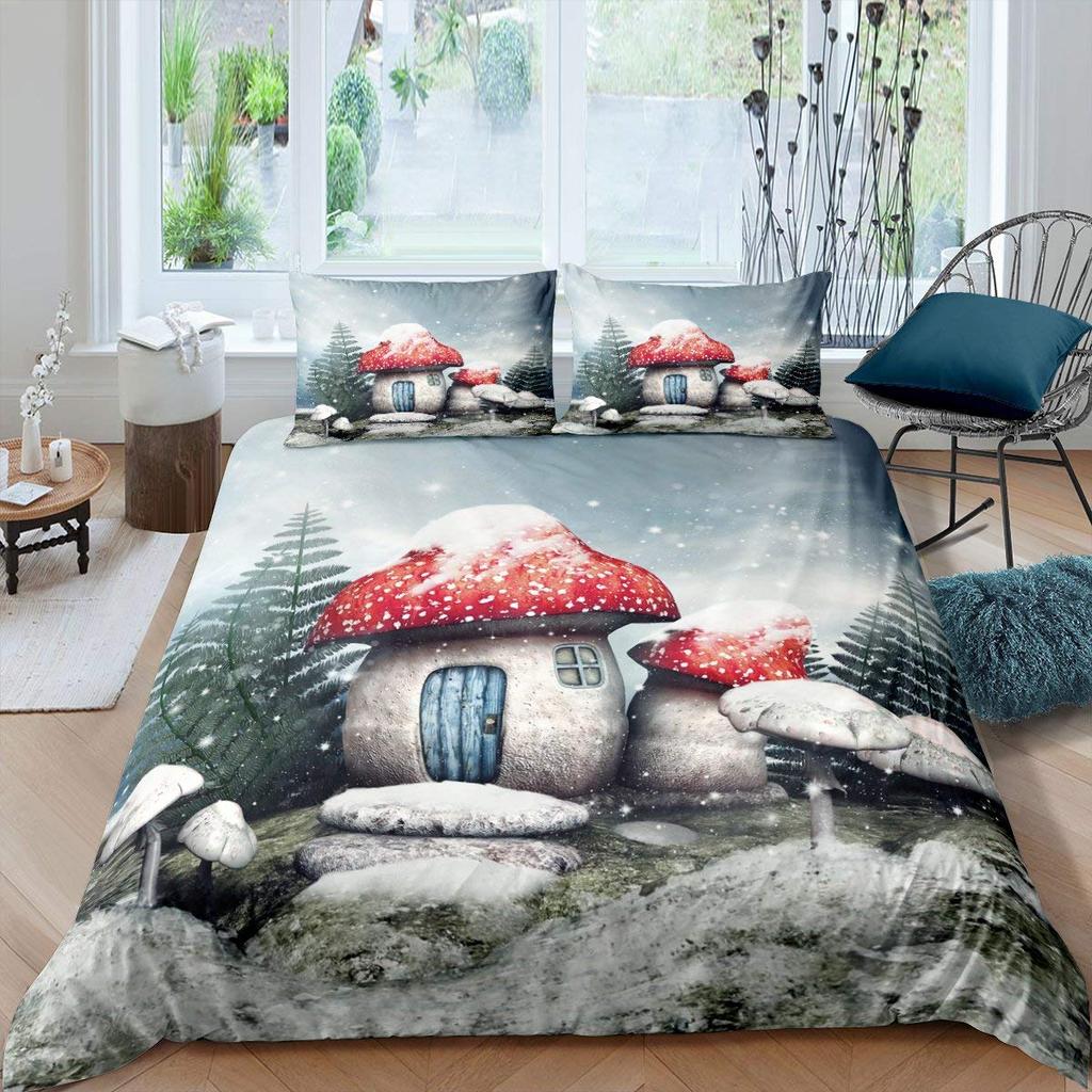 Пододеяльник с грибом, сказочным лесом, волшебным лилипутом, мультяшным грибом, растением, комплект постельного белья, Фэнтезийный сад, полиэстер, пододеяльник