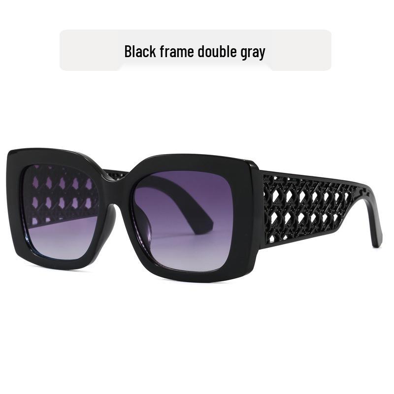 Large Frame Women's Avant-Garde Square Sunglasses with Printed Legs - Trendy Fashion