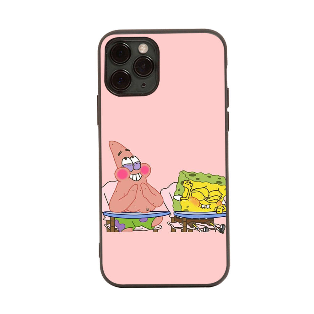 PB10 SpongeBob and Patrick Black Sofe Case for OPPO Reno 8 6 5 4 Pro Plus Find X3 A17 A3 A31 A38 A40 A53 A54 A55 A74 A76 A78 A77 A80 A94 A95 A96 Lite
