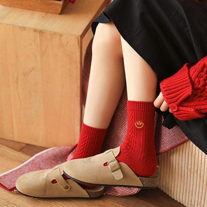 Chinese New Year Ankle Socks Soft Cotton Breathable for Women Girls Wedding New Year Celebration Party Decorations
