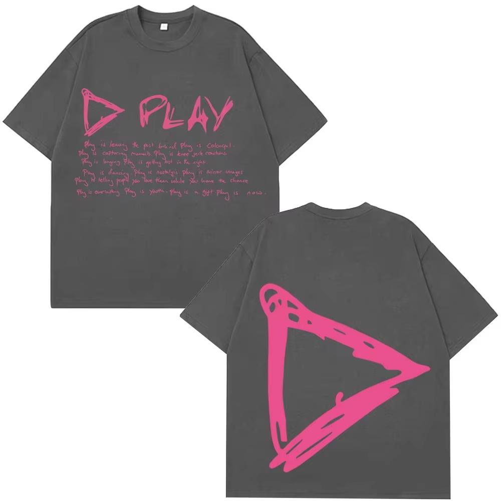 Эд Ширан Play Tour Новая мужская футболка Стильный Харадзюку Уличный стиль Свободный крой Повседневная Подходит для пар Стритвир Топ