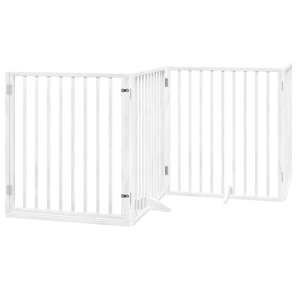 10 Piece Foldable White Dog Gate 800 cm Poplar Wood