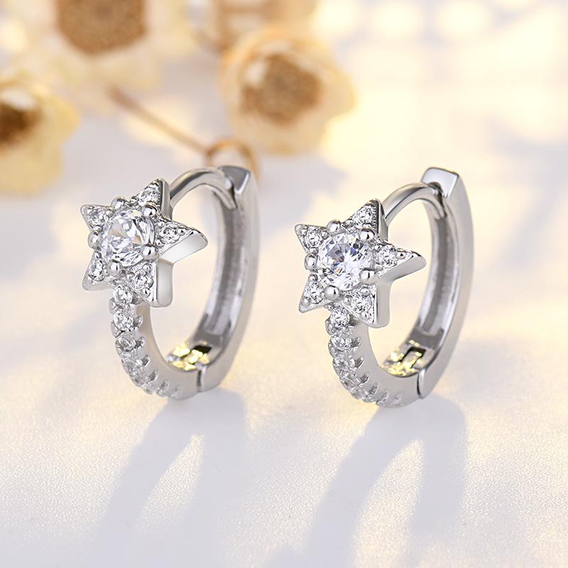 Серьги-звездочки Meteor Ear Buckle Full Diamond Small Star для женщин Small Fresh Zircon