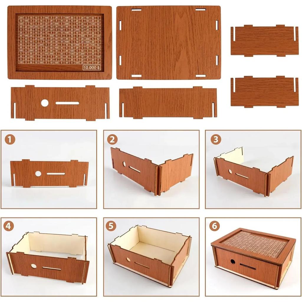 Копилка для сберегательных денег, копилка в виде доллара, декоративная копилка, ретро-коробка из дерева, многоразовая, 10000 копеек, копилка для монет, наличные