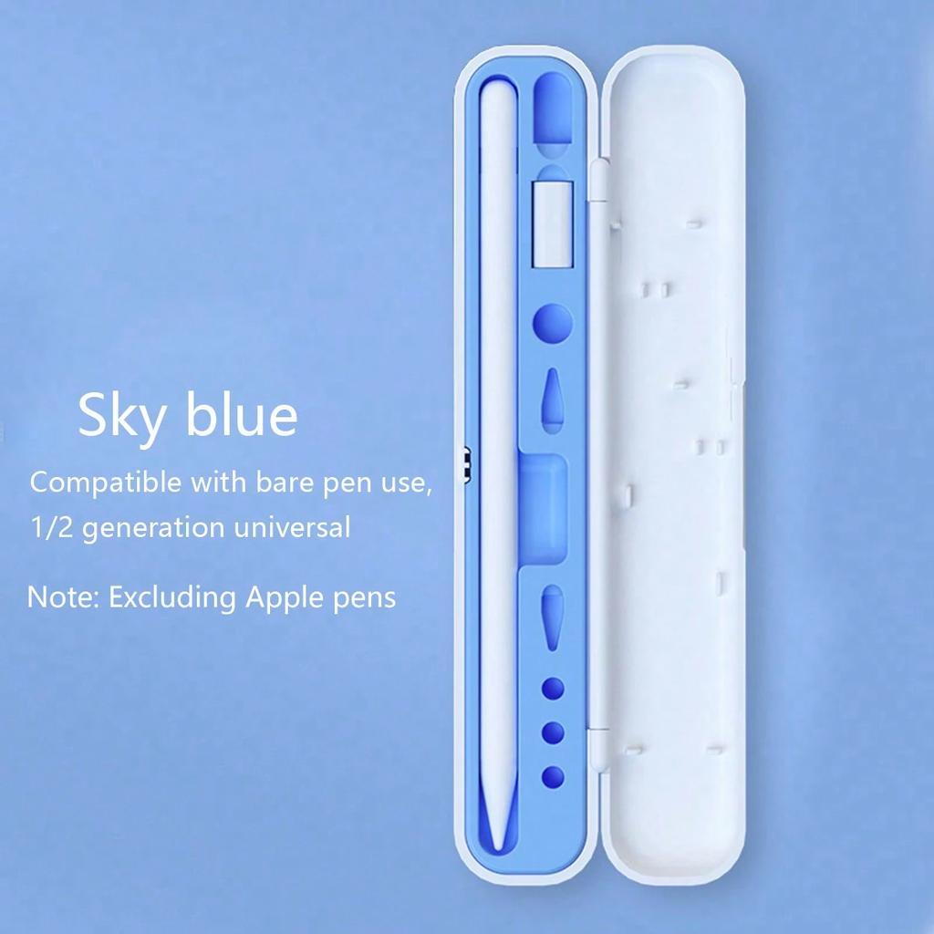 Portable ABS Silicone Case Storage Box for Apple Pencil, Nib Holder Stand, Protective Cover for iPad Pencil Stylus Pen