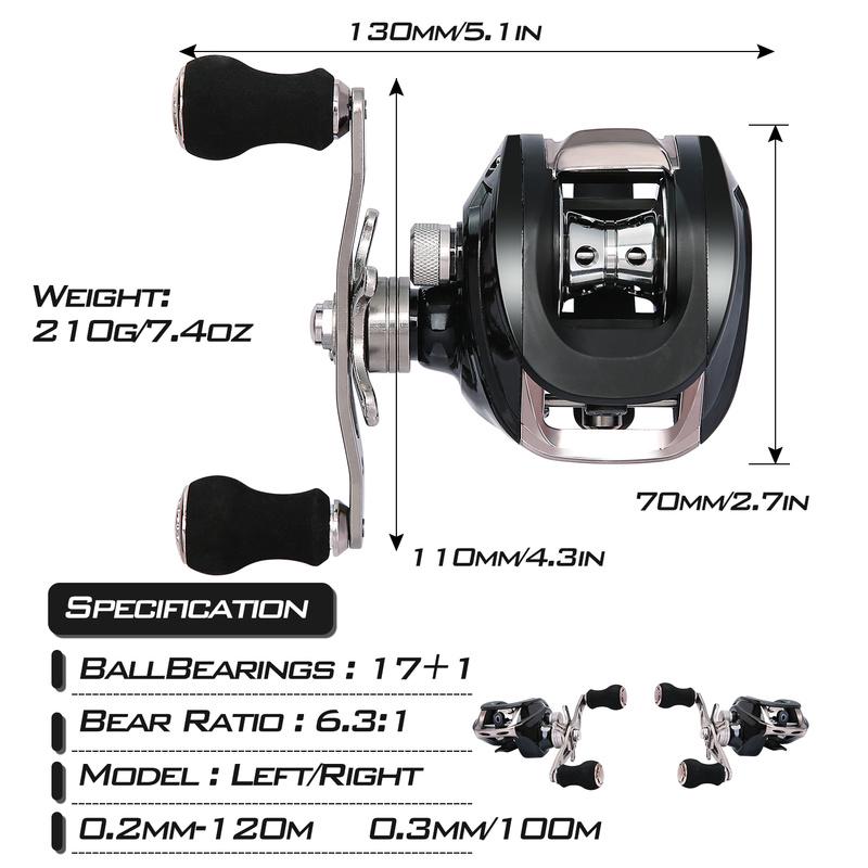 Рыболовная катушка для заброса наживки 18BB 6,3:1 Алюминиевая катушка с ЧПУ Легкая ультрагладкая рыболовная катушка