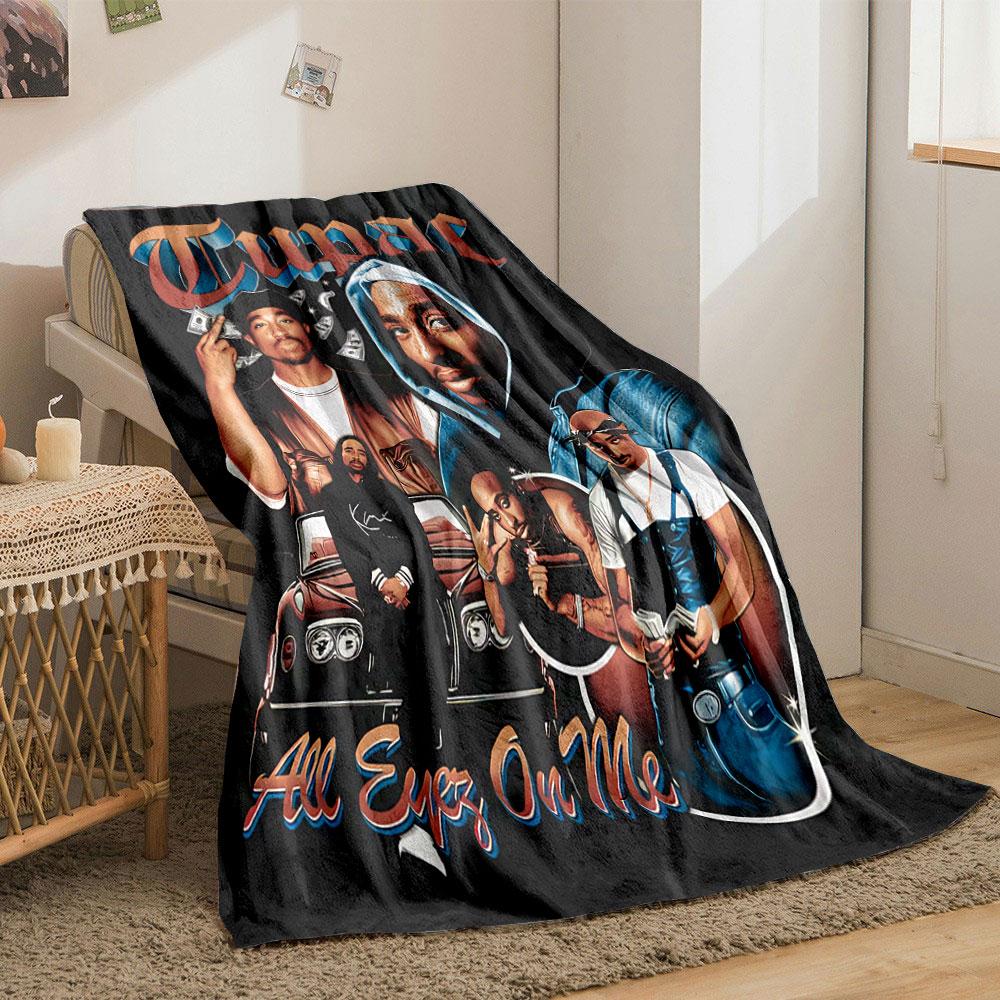 Bohemian Tupac All Eyez On Me Poster Dark Soft Blanket, Premium Microfiber Blanket for Home, Elegant Fleece Blanket for Guest Rooms