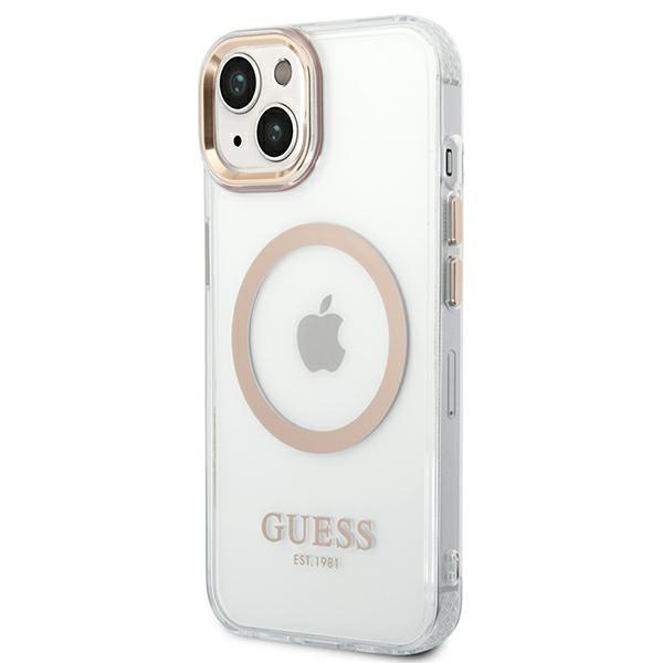 Guess Guhmp14Mhtrmd Iphone 14 Plus / 15 Plus 6.7 Złoty/Gold Hard Case Metal Outline Magsafe