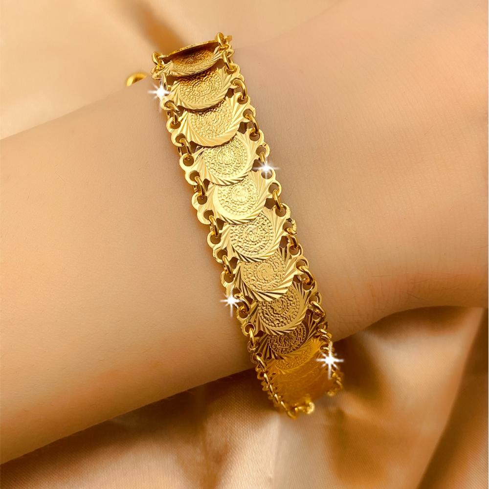 Plating Gold Money Coin Bracelet Copper Jewelry Luxury Chain Bracelet