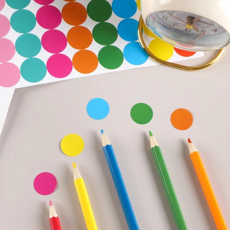 6 листов цветных наклеек с точками, круглые цветные этикетки с кодировкой, этикетка с точками в горошек для офиса, классной комнаты, украшение для вечеринки
