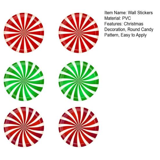 6 шт./набор Рождественские наклейки на конфеты Круглые наклейки на пол с конфетами Самоклеящиеся Праздничные наклейки на конфеты для стен Окон Дверей Праздничное украшение