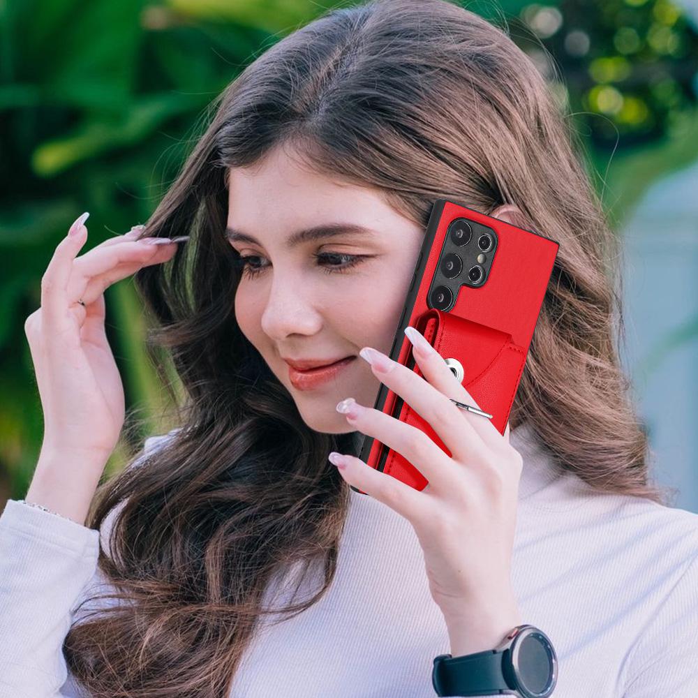 YB Leather Coating Series-7 for Samsung Galaxy S24 Ultra Magnetic Phone Case Card Holder Cover