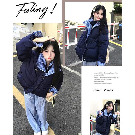 Зимняя двухслойная куртка из хлопка с воротником, женская универсальная в стиле пэчворк, студенческая свободная теплая куртка